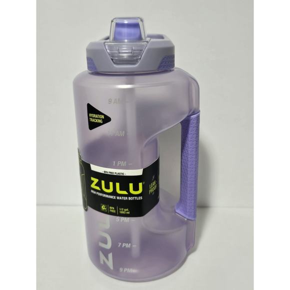 Zulu Violet 64oz Half Gallon Plastic Goals Water Bottle Easy Grip Jug Flip Lid - Picture 1 of 12